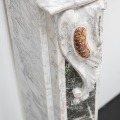 18th Century French Provençal Carrara Brocatelle & Verde Marble Chimneypiece