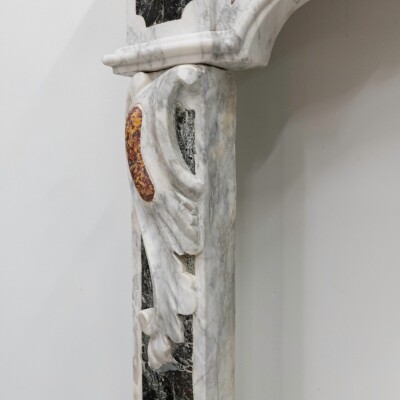 18th Century French Provençal Carrara Brocatelle & Verde Marble Chimneypiece