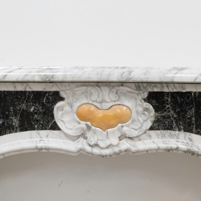 18th Century French Provençal Carrara Brocatelle & Verde Marble Chimneypiece