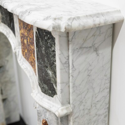 18th Century French Provençal Carrara Brocatelle & Verde Marble Chimneypiece