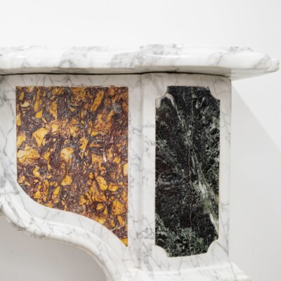 18th Century French Provençal Carrara Brocatelle & Verde Marble Chimneypiece