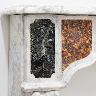 18th Century French Provençal Carrara Brocatelle & Verde Marble Chimneypiece