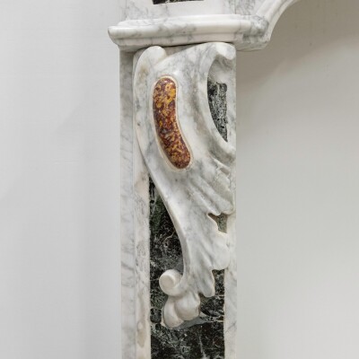 18th Century French Provençal Carrara Brocatelle & Verde Marble Chimneypiece