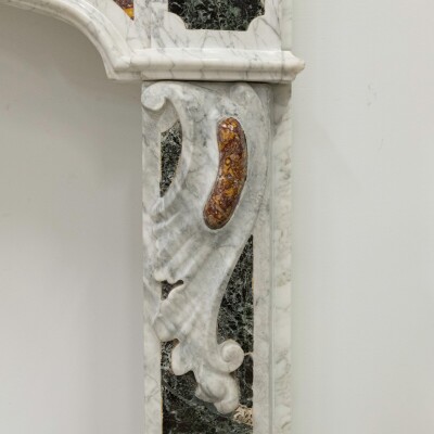 18th Century French Provençal Carrara Brocatelle & Verde Marble Chimneypiece