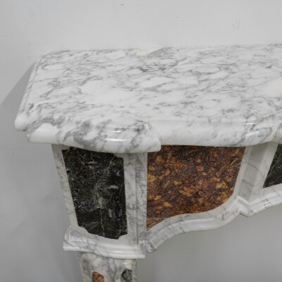 18th Century French Provençal Carrara Brocatelle & Verde Marble Chimneypiece