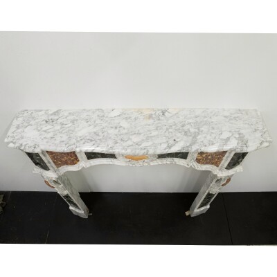 18th Century French Provençal Carrara Brocatelle & Verde Marble Chimneypiece