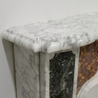 18th Century French Provençal Carrara Brocatelle & Verde Marble Chimneypiece