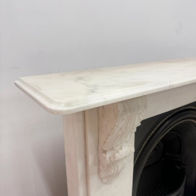 Antique Victorian Statuary Marble Chimneypiece with Carved Corbels