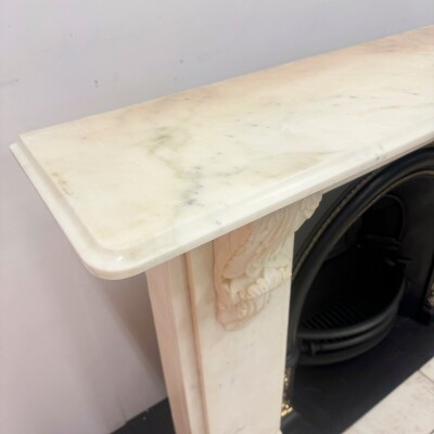 Antique Victorian Statuary Marble Chimneypiece with Carved Corbels
