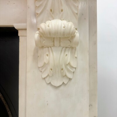 Antique Victorian Statuary Marble Chimneypiece with Carved Corbels