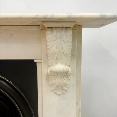 Antique Victorian Statuary Marble Chimneypiece with Carved Corbels