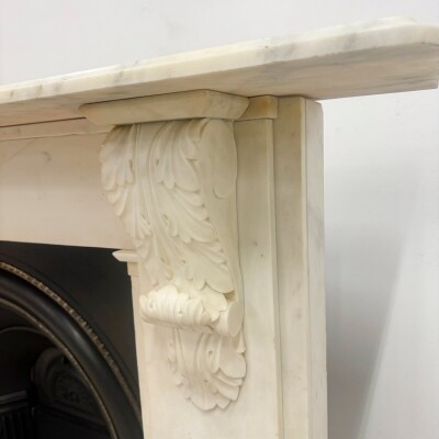 Antique Victorian Statuary Marble Chimneypiece with Carved Corbels