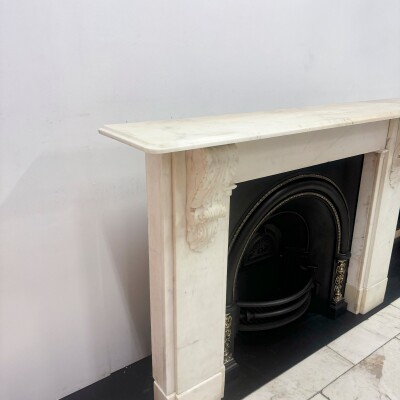 Antique Victorian Statuary Marble Chimneypiece with Carved Corbels