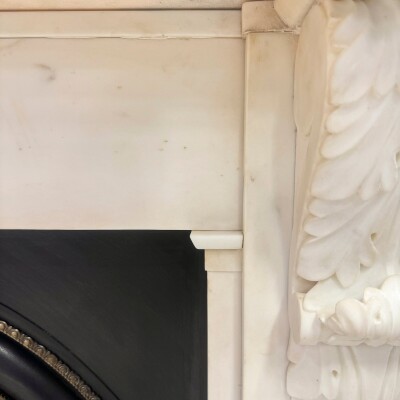 Antique Victorian Statuary Marble Chimneypiece with Carved Corbels