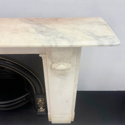 Antique Victorian Statuary Marble Chimneypiece with Carved Corbels