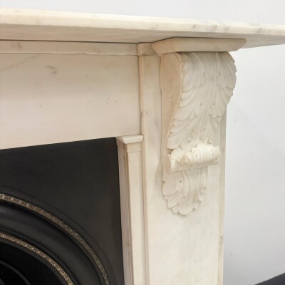 Antique Victorian Statuary Marble Chimneypiece with Carved Corbels