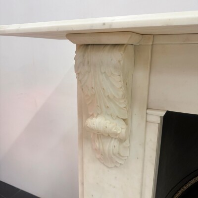 Antique Victorian Statuary Marble Chimneypiece with Carved Corbels