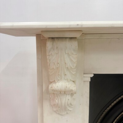 Antique Victorian Statuary Marble Chimneypiece with Carved Corbels