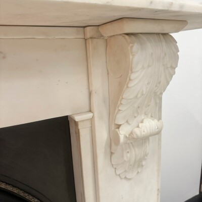 Antique Victorian Statuary Marble Chimneypiece with Carved Corbels