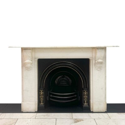 Antique Victorian Statuary Marble Chimneypiece with Carved Corbels