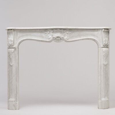 Antique Louis XV French Style Statuary Marble Fireplace