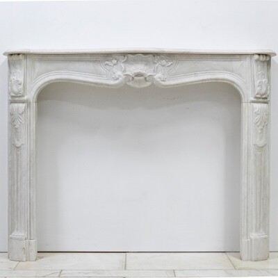 Antique Louis XV French Style Statuary Marble Fireplace