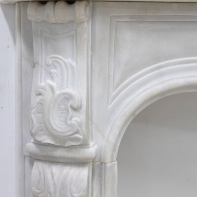 Antique Louis XV French Style Statuary Marble Fireplace