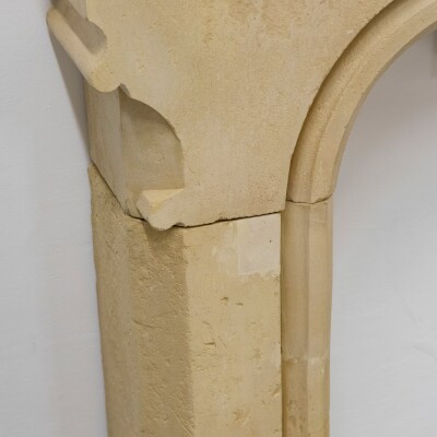Antique English Stone Gothic Revival Fireplace
