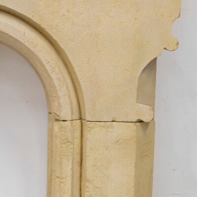 Antique English Stone Gothic Revival Fireplace