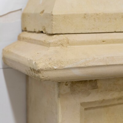 Antique English Stone Gothic Revival Fireplace