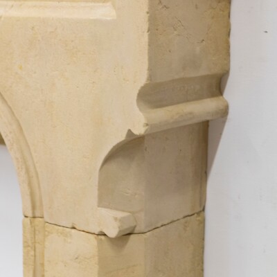 Antique English Stone Gothic Revival Fireplace
