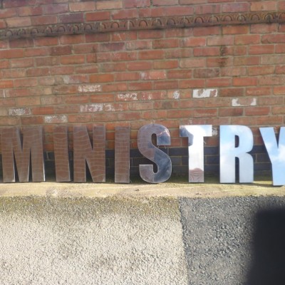 Letters stainless steel Large light up letters Spells Ministry 