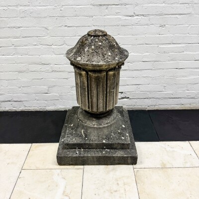 Antique Single Decorative Composite Stone Urn Pier Cap