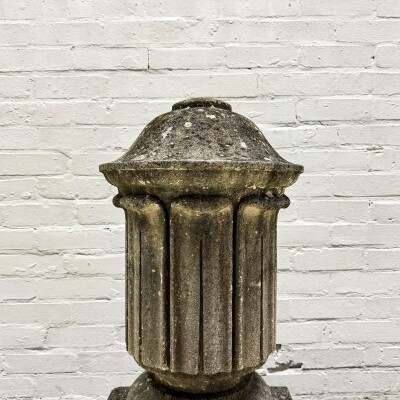 Antique Single Decorative Composite Stone Urn Pier Cap