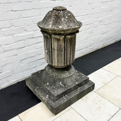 Antique Single Decorative Composite Stone Urn Pier Cap
