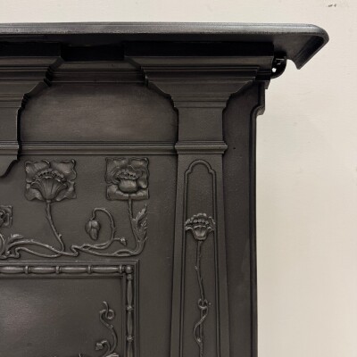 Antique Art Nouveau Cast Iron Combination Fireplace