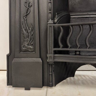 Antique Art Nouveau Cast Iron Combination Fireplace