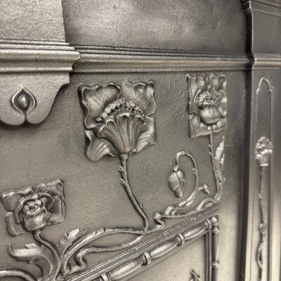 Antique Art Nouveau Cast Iron Combination Fireplace