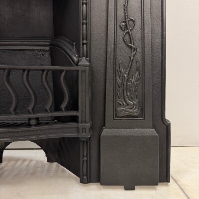 Antique Art Nouveau Cast Iron Combination Fireplace