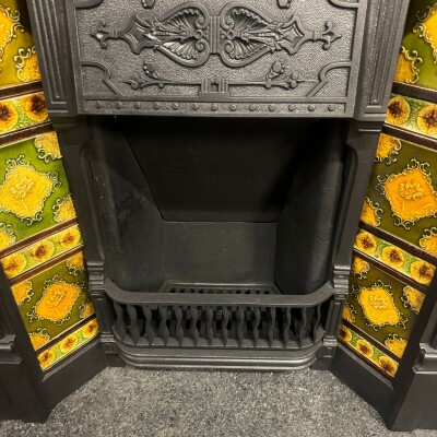 Antique Victorian Tiled Cast Iron Combination Fireplace