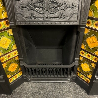 Antique Victorian Tiled Cast Iron Combination Fireplace