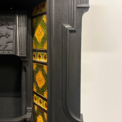 Antique Victorian Tiled Cast Iron Combination Fireplace