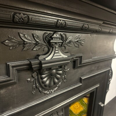 Antique Victorian Tiled Cast Iron Combination Fireplace