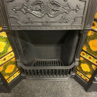 Antique Victorian Tiled Cast Iron Combination Fireplace