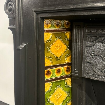 Antique Victorian Tiled Cast Iron Combination Fireplace