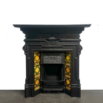 Antique Victorian Tiled Cast Iron Combination Fireplace