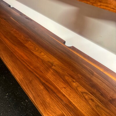 Reclaimed L-Shaped Teak Shelving and Working Desk Unit With Drawers