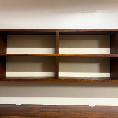 Reclaimed L-Shaped Teak Shelving and Working Desk Unit With Drawers