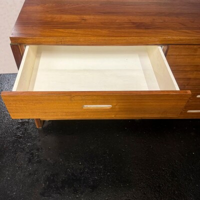Reclaimed L-Shaped Teak Shelving and Working Desk Unit With Drawers