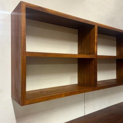 Reclaimed L-Shaped Teak Shelving and Working Desk Unit With Drawers